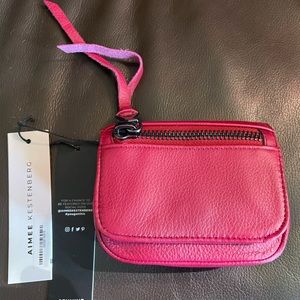 NEW Red leather shoulder strap coin purse Aimee Kestenberg